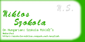 miklos szokola business card